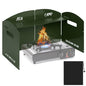 Camping Stove Windscreen 4 Plates Steel Camp Stove Windscreen Folding Outdoor Picnic Cooker Stove Wind Screen Windshield with Drawstring Bag for Camping, Hiking, Picnic, Backpacking, Cooking - color: Green