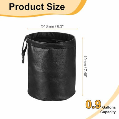 HARFINGTON Car Trash Can 0.9 Gallon Foldable Leak-Proof Garbage Organizer Portable Hanging Waterproof Truck Trash Bins for Van Automotive Vehicle Front Seat, Black - color: Black