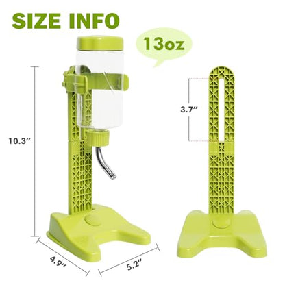 VANNON Pet Standing Water Dispenser Top Fill Dog Water Bottle Dispenser with Stand Leakproof Pet Slow Water Bottle for Small Animals, 13oz, BPA Free, Adjustable Height, Green - color: Green