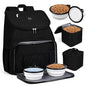 BAGLHER丨Dog Travel Bag, Airline Approved Pet Supplies Backpack, Dog Travel Backpack Accessories Set with 2 Silicone Collapsible Bowls and 2 Food Baskets. Black - color: Black-A