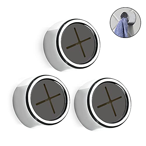 Philbinden 3 Pieces Kitchen Towel Hooks Round Adhesive Dish Towel Hook Premium Chrome Finish & Easy Installation Wall Mount Hand Towel Hook Ideal as Bathroom, Shower or Outdoor Towel Holders - color: chorme