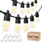 Svater Outdoor String Lights 300 FT, Patio Lights for Outside with Shatterproof Bulbs, Waterproof IP65 Commercial Hanging Light for Backyard Porch Balcony Bistro Party 3X100 FT - size: 300FT