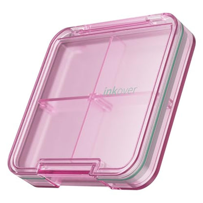 Small Pill Box, Travel Pill Organizer, Small Pill Case, Pill Container for Purse 4 Compartments, Daily Compact Travel Medicine Holder for Vitamins Medication (Pink) - color: Pink