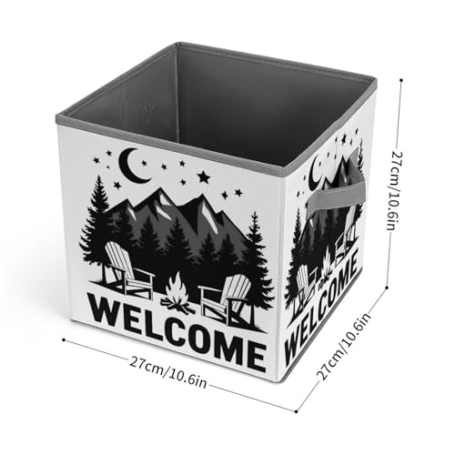 Welcome To Camping Foldable Storage Box with Handle Organizer Containers for Home Office Clothes Office Supplies - color: style-8