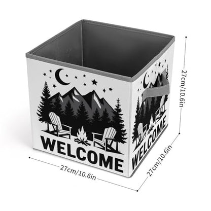 Welcome To Camping Foldable Storage Box with Handle Organizer Containers for Home Office Clothes Office Supplies - color: style-8