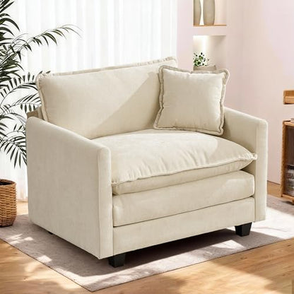 SoarFlash Chenille Single Seat Sofa, with Armests, Beige - color: Beige, size: 1 Single Seat