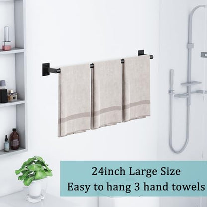 2 Packs 24 Inch Bathroom Towel Bar, Matte Black Towel Racks for Bathroom, JIAPAIDUO Bathroom Towel Rack Wall Mounted, Bath Hand Towel Holder Organizer, Modern Home Decor Towel Rod - size: 24 inch (2 Packs)