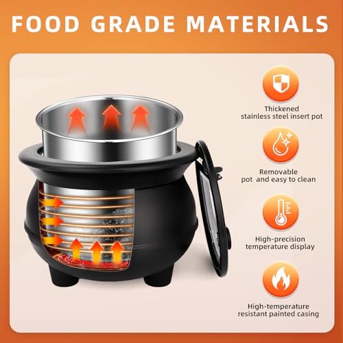 YUANHAO 8 Qt Digital Soup Kettle Warmer, Stainless Steel Insert | Adjustable Temp Buffet Server for Restaurant, Catering & Party