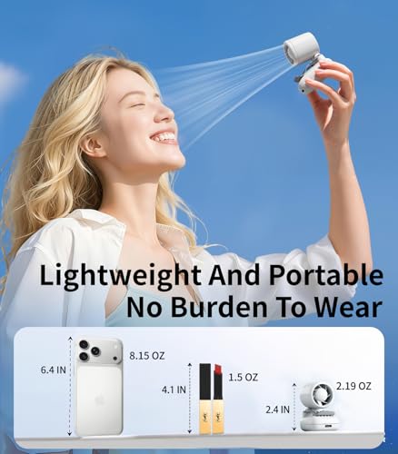 Portable Clip on Fan, 3-in-1 Hands Free Mini Hat Fan（White） | Rechargeable Battery Powered Personal Fan, 3 Speeds, Lightweight Small Clip Fan for Hiking Fishing Camping Running Travel - color: White
