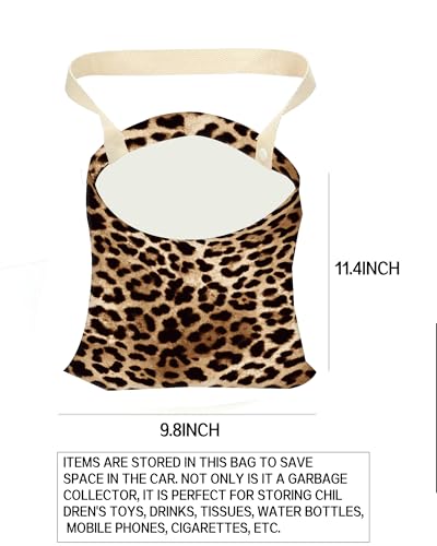 Car Trash Can, Durable Hanging Car Trash Garbage Bag, Cute Automotive Garbage Cans Organizer, Cute Leopard Skin - color: Cute Leopard Skin