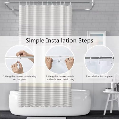 Boho Shower Curtain for Bathroom 54x78 inches White Grey Lines Waterproof Shower Curtain Set with Hooks Bohemian Stripe Fabric Stall RV Shower Curtains - color: Beige, size: 54"W x 78"L (Pack of 1)