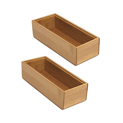 Lipper International 8180S Bamboo Wood Stacking Drawer Organizer Box, 3" x 6", Set of 2 - size: 3" x 6" (Set of 2)