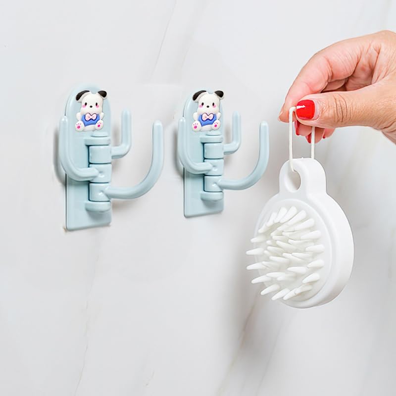 2 Pcs Swivel Hook Heavy Duty Folding Swing Arm Triple Coat Hook with Multi Three Foldable Arms Towel/Clothes Hanger for Bathroom Kitchen Garage Wall Mounted, Blue - color: 2 Pcs Swivel Hook Blue