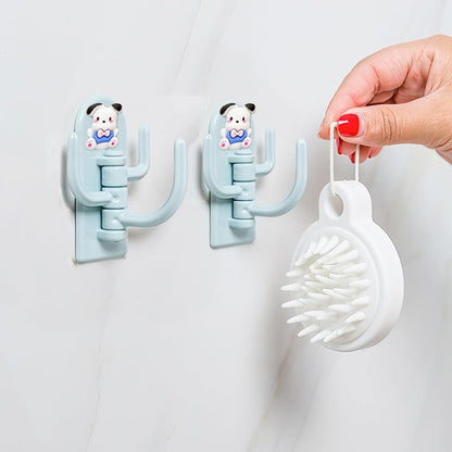2 Pcs Swivel Hook Heavy Duty Folding Swing Arm Triple Coat Hook with Multi Three Foldable Arms Towel/Clothes Hanger for Bathroom Kitchen Garage Wall Mounted, Blue - color: 2 Pcs Swivel Hook Blue
