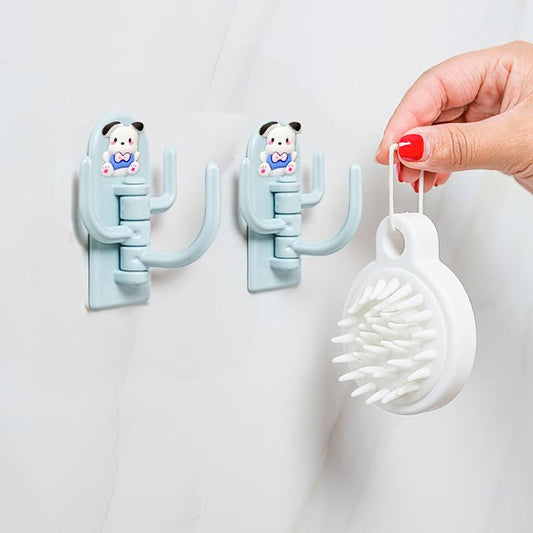2 Pcs Swivel Hook Heavy Duty Folding Swing Arm Triple Coat Hook with Multi Three Foldable Arms Towel/Clothes Hanger for Bathroom Kitchen Garage Wall Mounted, Blue - color: 2 Pcs Swivel Hook Blue