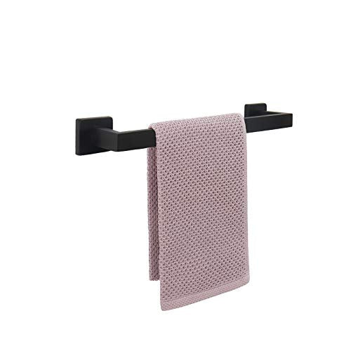 NearMoon Towel Bar, Bath Accessories Premium Thicken Stainless Steel Square Shower Towel Rack for Bathroom, Towel Holder Wall Mounted (1 Pack, Matte Black, 12 Inch) - color: Matte Black, size: 12 Inch