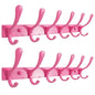 SKOLOO Wall Mounted Coat Rack - 6 Hooks, Pack of 2, Heavy Duty, Stainless Steel, Metal Wall Hanger, Sturdy Coat Hooks for Hanging Coats, Jackets, Clothes, Hats - Pink - color: Pink, size: 6 Hook(2 Pack)