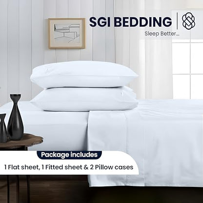 SGI bedding Queen Bed Sheets Set – Premium 600 TC Egyptian Cotton, Crisp Cooling Sateen Weave, Extra Soft Hotel Collection, Fits Mattresses Up to 16 Inch Deep, Breathable Long Lasting – Light Blue - color: 16 - Light Blue, size: Queen