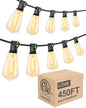Lightdot 450FT Outdoor String Lights, LED Bistro String Lights with Shatterproof ST38 Bulbs, 2200K Dimmable, Waterproof Hanging Lights for Porch, Party, Garden, Backyard, Balcony - size: 450 ft