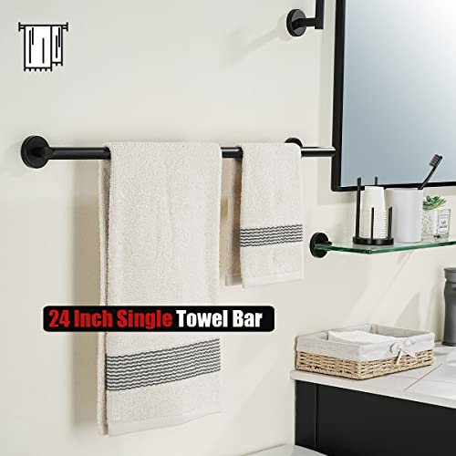 JQK Black Towel Bar, 27 Inch 304 Stainless Steel Thicken 0.8mm Towel Rack Bathroom, Towel Holder Matte Black Wall Mount, Useable Length 24 Inch, TB110L24-PB - color: Black, size: 27 Inch