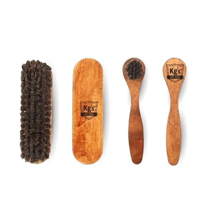 Kg's Premium Shoe Care Kit – Includes Cleaner, Suede Kit, Black & Brown Polish, Brushes, Applicators & Cloths for All Shoes - style: Shine and Brush Set