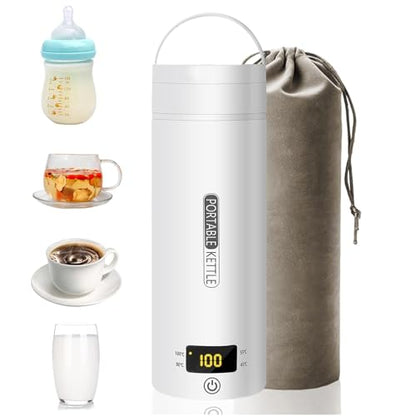 Electric Travel Kettle, Portable Tea Maker - 450ML Stainless Steel (White) with 4 Variable Presets - color: Whit-450ml