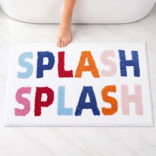 Bathroom Rugs 17x24,Soft, Absorbent and Non Slip Cute Bath Mat, Machine Washable with Colorful Letter Designs Bath Rug for Bathroom, Tub, Shower or Sink,Home Decor Accessories - color: Splash Splash, size: 17"×24"