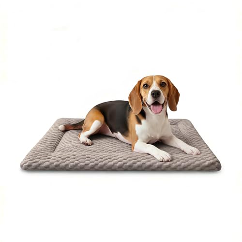 Dog Bed Mat, Dual-Sided Dog Crate Bed Mat - Ultra Soft & Machine Washable Kennel Pad for Medium Dogs, All-Season Comfort Pet Bed for Crates, Travel, and Home, Light Brown, 30 x 18 Inch - color: Light Brown, size: Medium 30 x 18 x 1.5 in