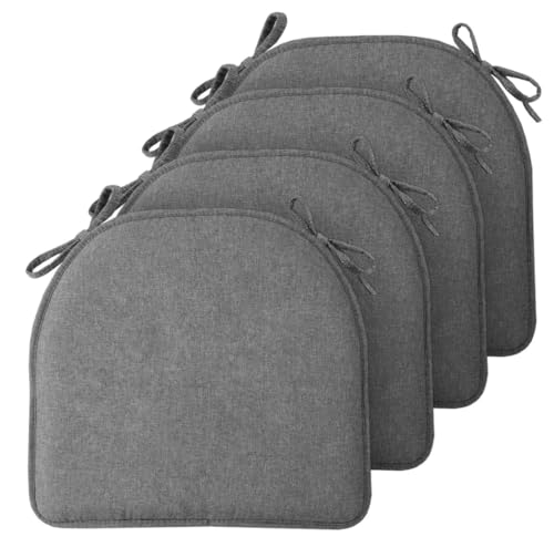 TushGuard Chair Cushions, 4 Pack Memory Foam Chair Pads, Seat Cushion, Kitchen Chair Cushions Set of 4, Anti-Slip Backing & Fixed Straps,Grey - color: Grey