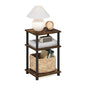 Furinno JUST Side Table, 3-Tier End Table, Open Shelves Night Stand, Bedside Table, Toolless Assembly, for Living Room, Bedroom, Bathroom, Amber Pine - color: Amber Pine/Black, size: 3-Tier, Round Pole, style: 1-Pack