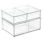 mDesign Plastic Stackable Bathroom Storage Organizer Bin Containers with Front Pull Drawer for Bathroom Countertop, Vanity, Closet Shelves - Holder for Accessories, Lumiere Collection, Set of 3, Clear - size: Mixed Sizes (Pack of 3)