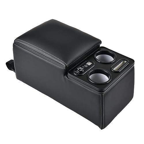 Coverado Car Center Console, Universal Rear Bench Seat Console, Back Seat Car Organizer, Automotive Center Console with Cup Holder & Phone Holder, Central Armrest Box (Update, Black) - color: Black, style: Update