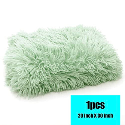 Pet Dog Bed Blankets, Fluffy Fleece Dog Throw Blankets Sleep Mat,Soft Puppy Blankets Cat Kitten, S M L XL,Fuzzy Reversible Sherpa Blanket for Bed, Couch, Sofa, Travel,Washable & Lightweight - color: Green, size: 30 INCH X20 INCH