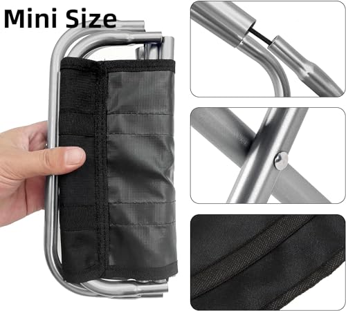 Portable Mini Folding Stool, Small Camping Stool Mortable Stool Can Hold Up to 150 Lbs for Adults - color: Mini-silverblack