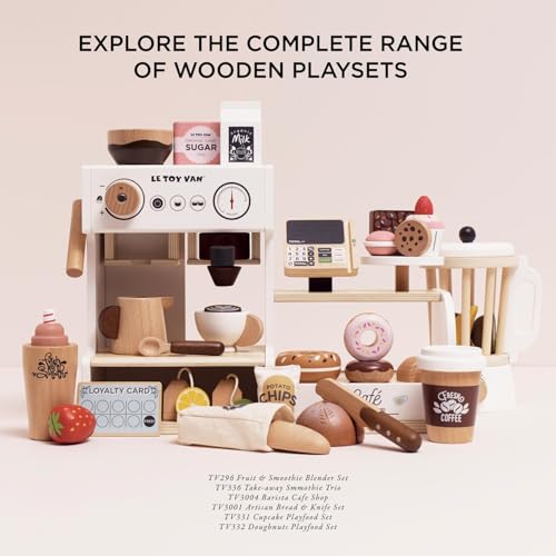 Le Toy Van - Take Away Coffee Cup and Tea Cup - Travel Mug Set - Kids Kitchen Accessories - Role Play Wooden Play Food - Toy Kitchen Accessories - Wooden Kitchen Toys - Age 2+ Years