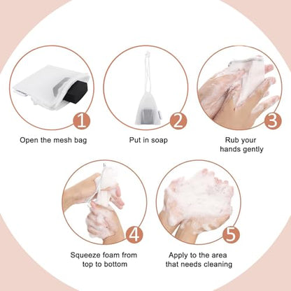 Shampoo Body Wash Conditioner Bag Compatible With Kitsch: Bar Soap Holder 3 Pcs for Shower Travel Soap Saver Bag Mesh Pouch with Labels for Shampoo Conditioner Bars Quick-Dry Eco-Friendly (3 white)