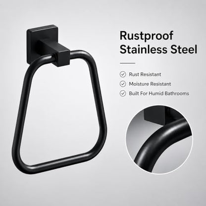 Matte Black Towel Ring for Bathroom, Kitchen Bath Towel Holder Hangers Wall Mount Heavy Duty Stainless Steel - color: Matte Black, size: 1 Pack