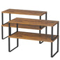 NEX Kitchen Cabinet and Counter Shelf Organizer, Stackable & Expandable, Set of 4, Black and Rustic Brown - 7.7 x 15.6 x 6.2'' - color: Black + Rustic Brown, size: 15.6''W
