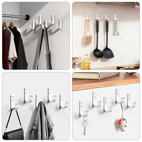 15-Pack White Metal Wall Hooks, Heavy Duty Screw-in Coat Hooks Wall Mounted for Hanging Towel, Clothing, Robe, Single Hooks for Bathroom, Entryway, Garage Organization - color: 15PCS Wide White hook