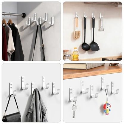 15-Pack White Metal Wall Hooks, Heavy Duty Screw-in Coat Hooks Wall Mounted for Hanging Towel, Clothing, Robe, Single Hooks for Bathroom, Entryway, Garage Organization - color: 15PCS Wide White hook