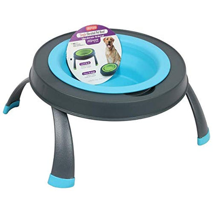 Dexas Popware for Pets Single Elevated Pet Feeder, Gray/Blue, Large/4 Cup Capacity (PW140432312) - color: Gray/Blue, size: Large/4 Cup Capacity