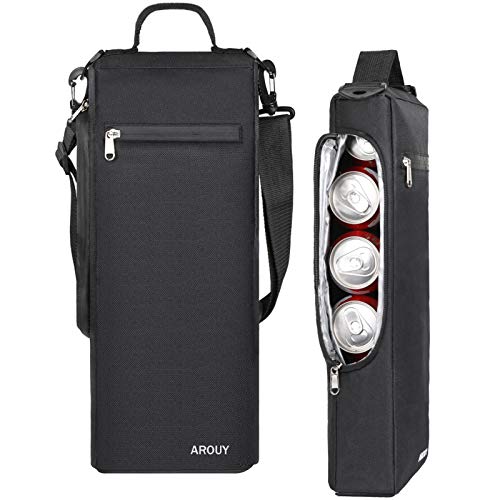 AROUY Golf Cooler Bag - Accessories for Men, Small Soft Insulated Beer Cooler Holds 6 Pack of Cans or Two Wine Bottles, Sports Bag - color: 6 Cans Black