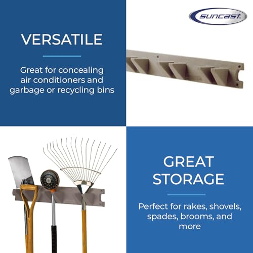Suncast 4 Pack Wall Stud Mounted Garden Tool Hanger Organizer for Garage or Storage Space, 24 x 4.25 x 6 Inches, Holds Up to 6 Long Handled Tools