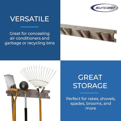 Suncast 4 Pack Wall Stud Mounted Garden Tool Hanger Organizer for Garage or Storage Space, 24 x 4.25 x 6 Inches, Holds Up to 6 Long Handled Tools