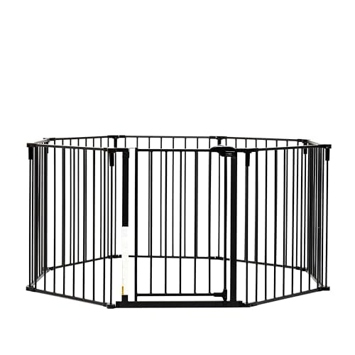 Regalo Safety 192" Super Wide Baby Gate & Play Yard, 2-in-1 Convertible Extra Wide Safety Barrier, Hardware Mounted for Toddlers & Pets, Tested & Safe for 30 Years, American Designed & Owned, Black - color: Black, style: 50.5-192"W x 28"H
