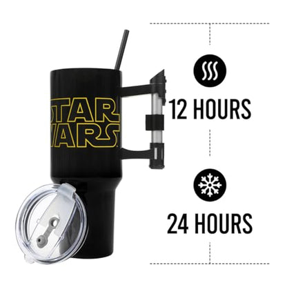 Bioworld Star Wars 40 Oz Stainless Steel Tumbler With Sculpted Lightsaber Handle - color: Star Wars Logo
