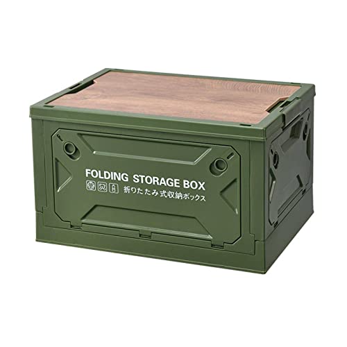 5-Door Storage Box Folding Wooden lid Storage Box car Backup Storage Box Outdoor Camping Picnic Storage Box - color: Olive Green, size: 49*35*29cm*2pcs
