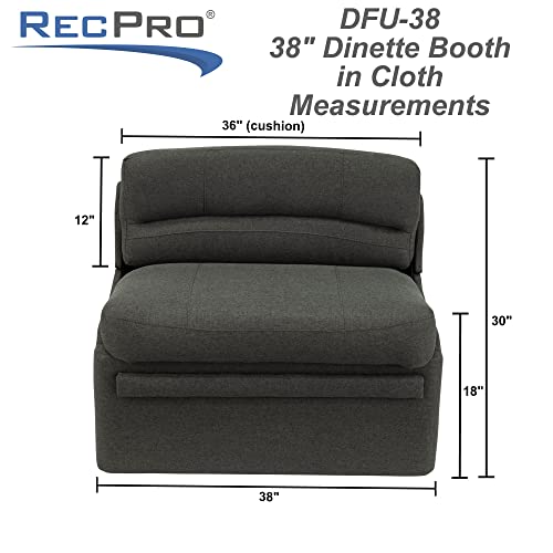RecPro Charles 38" RV Dinette Booth with Storage | Cloth | Converts to Bed | RV Dining Room | RV Furniture (1 Booth, Fossil) - color: Fossil, size: 1 Booth