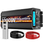 3000W Power Inverter 12V DC to AC 110V/120V (Peak) 6000W Converter 3 sockets car Inverter with Remote Control and LED Display 3.4A USB Port - size: 12v-3000W