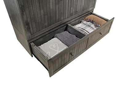 Mega Solutions Murphybedz Tuscany Murphy Cabinet Chest Bed with Charging Station 6 Inch (Galaxy Grey, Queen) - color: Galaxy Grey, size: Queen (U.S. Standard)